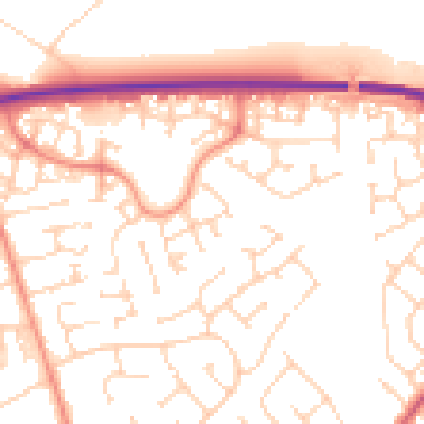 Daytime road noise heatmap for HU17 9GA