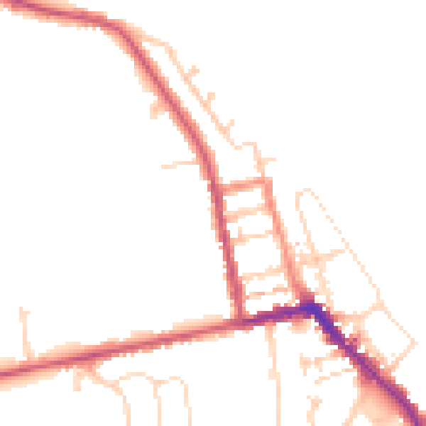 Daytime road noise heatmap for HU19 2AU