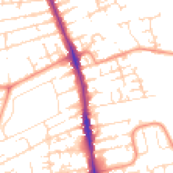 Daytime road noise heatmap for HU5 1AN