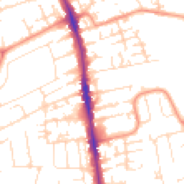 Daytime road noise heatmap for HU5 1AQ