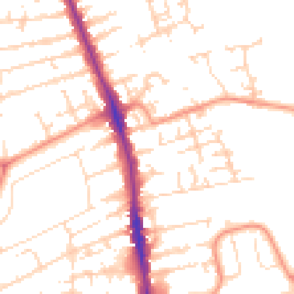 Daytime road noise heatmap for HU5 1AS