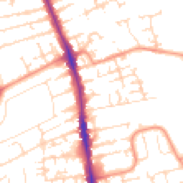 Daytime road noise heatmap for HU5 1AW