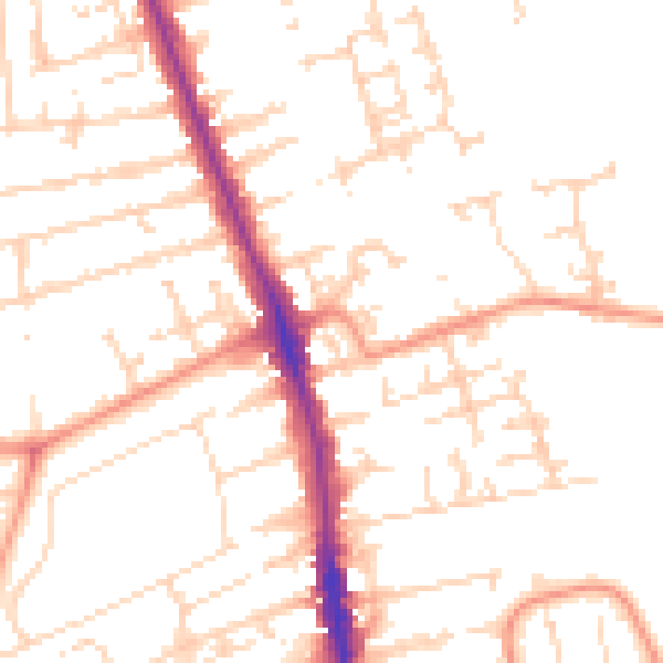 Daytime road noise heatmap for HU5 1BD