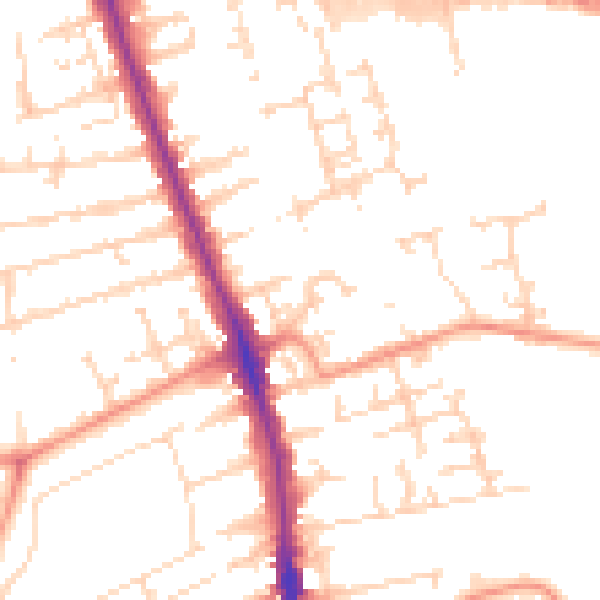 Daytime road noise heatmap for HU5 1BE