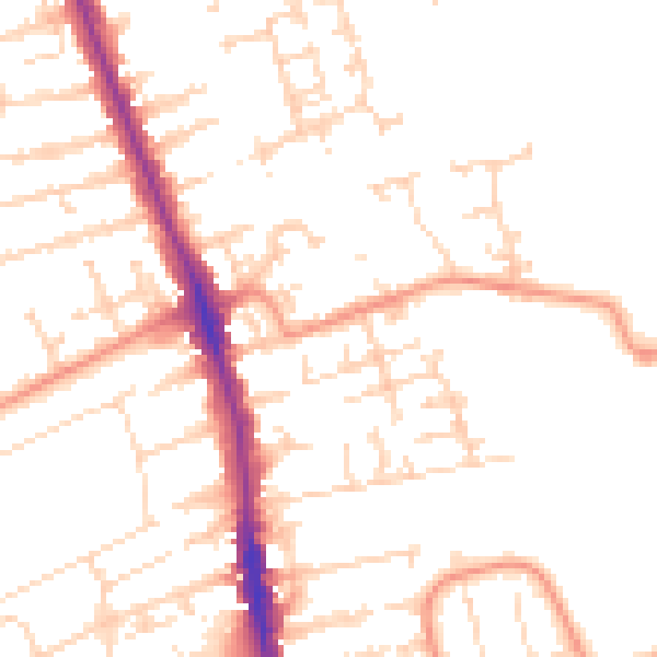 Daytime road noise heatmap for HU5 1DW