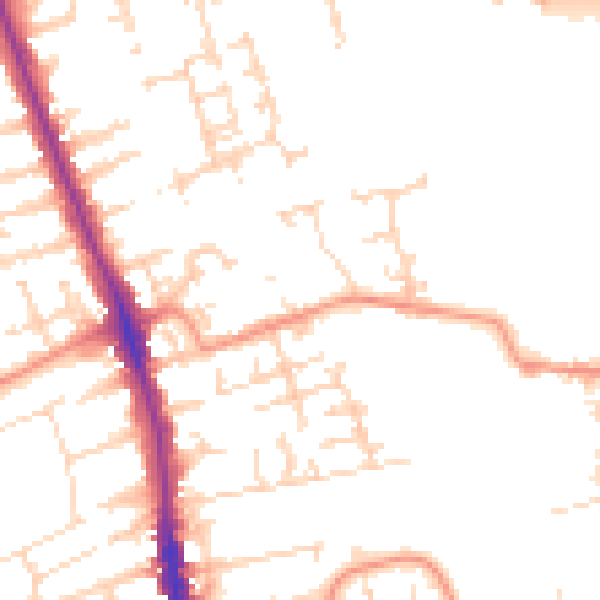 Daytime road noise heatmap for HU5 1DZ