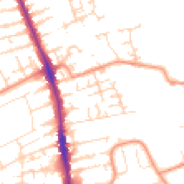 Daytime road noise heatmap for HU5 1HB