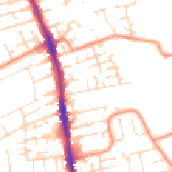 Daytime road noise heatmap for HU5 1JD