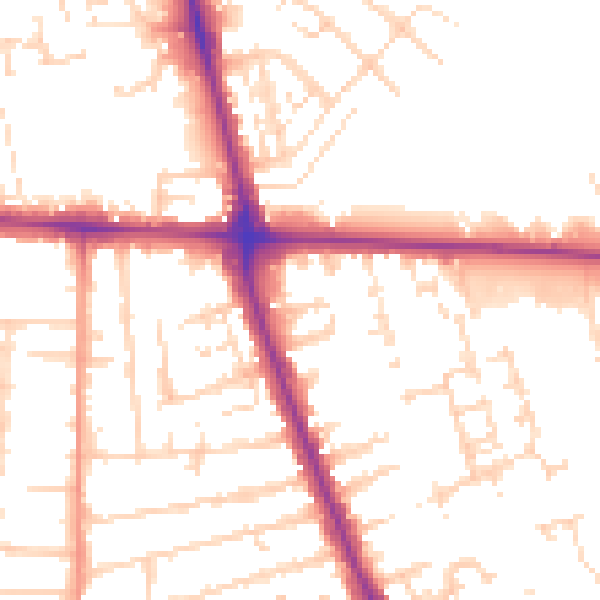 Daytime road noise heatmap for HU5 1NB