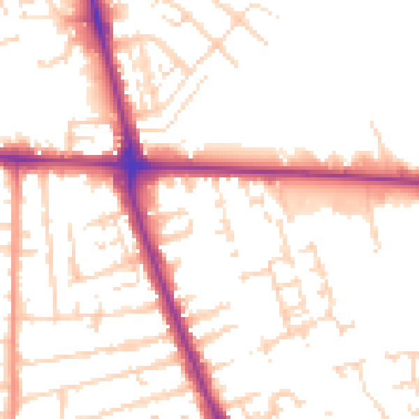 Daytime road noise heatmap for HU5 1PY