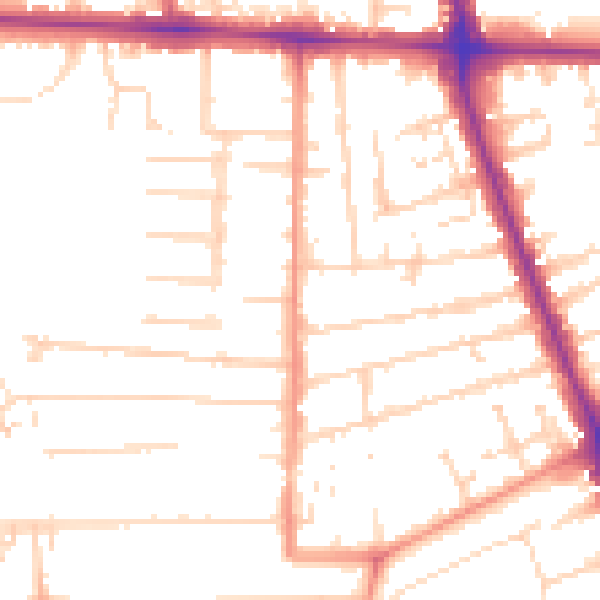 Daytime road noise heatmap for HU5 2NN