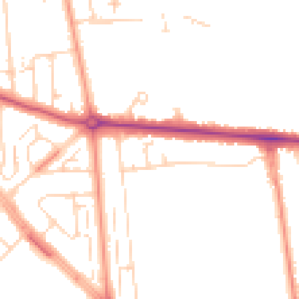 Daytime road noise heatmap for HU5 4BW