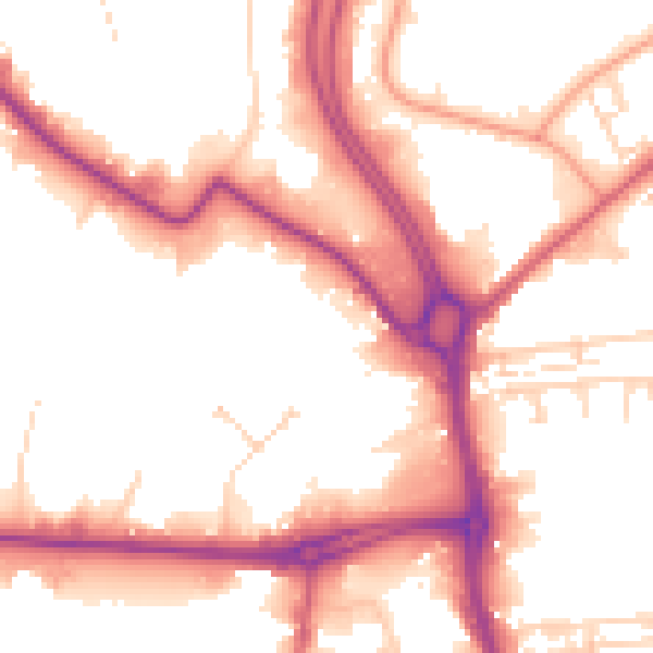 Daytime road noise heatmap for HU7 0AQ