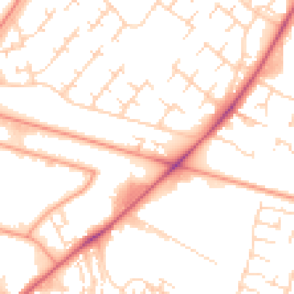 Daytime road noise heatmap for HU7 0AS