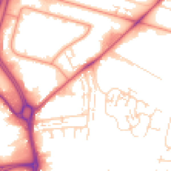 Daytime road noise heatmap for HU7 0DS