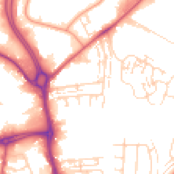 Daytime road noise heatmap for HU7 0DU
