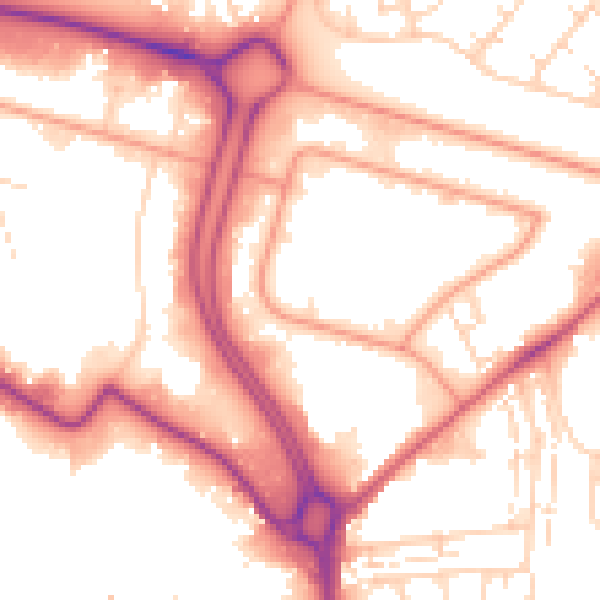 Daytime road noise heatmap for HU7 0XD