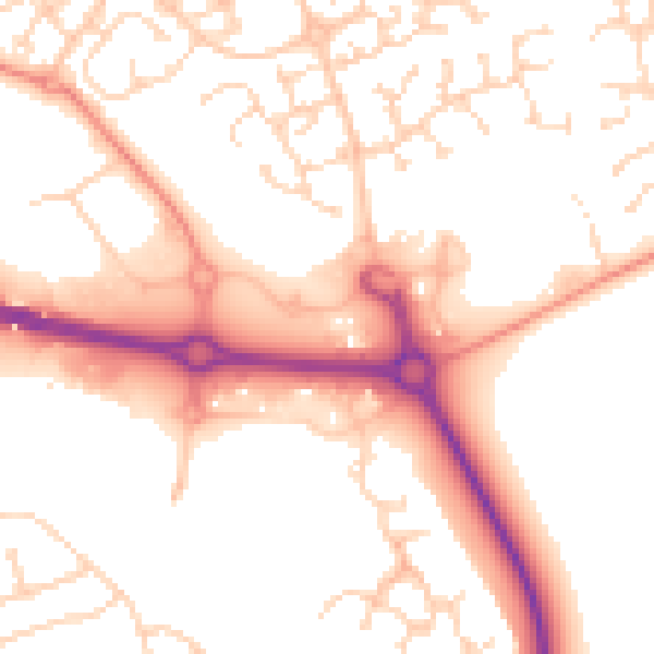 Daytime road noise heatmap for HU7 3DD