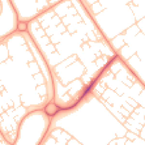 Daytime road noise heatmap for HU7 4EE