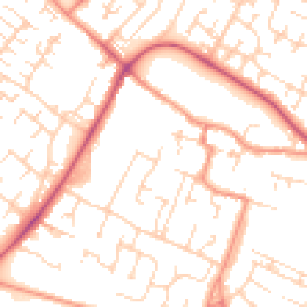 Daytime road noise heatmap for HU7 4TZ