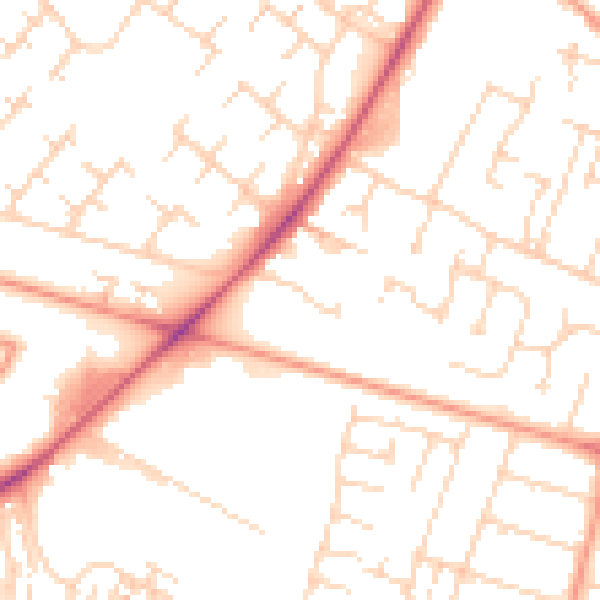 Daytime road noise heatmap for HU7 4WA
