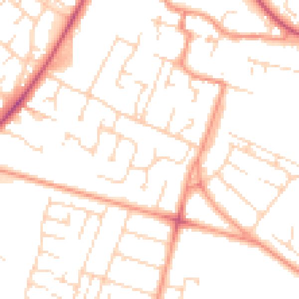 Daytime road noise heatmap for HU7 4WY