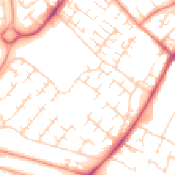 Daytime road noise heatmap for HU7 6AB