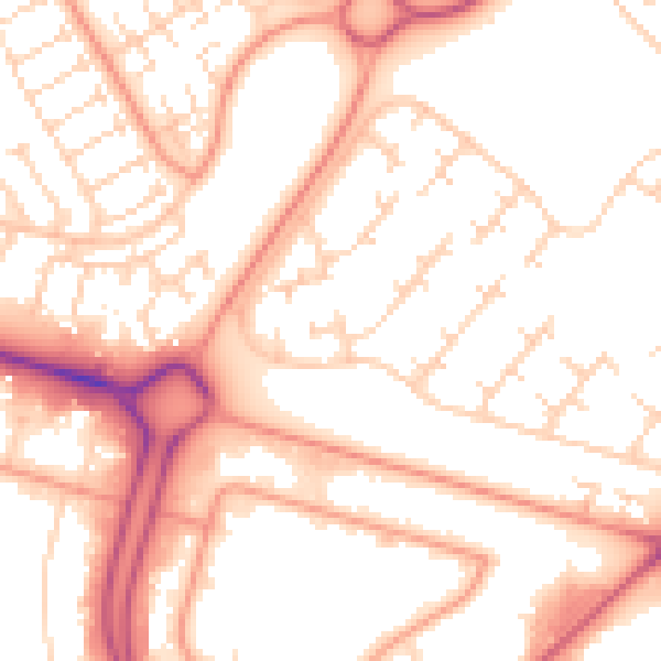 Daytime road noise heatmap for HU7 6BE