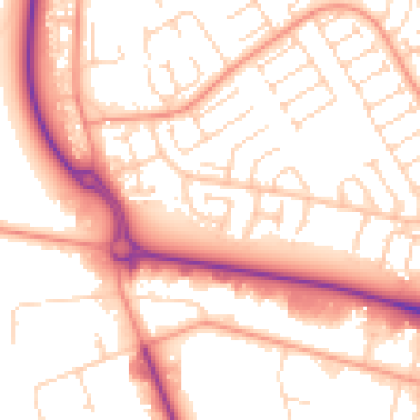 Daytime road noise heatmap for HU7 6DT