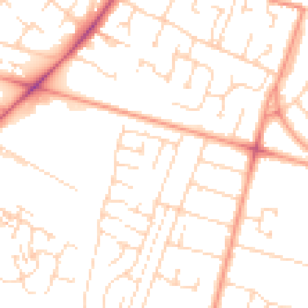 Daytime road noise heatmap for HU8 0AL