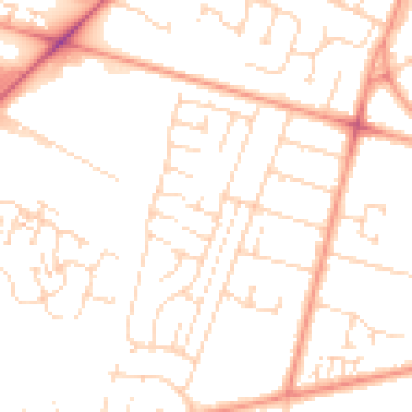Daytime road noise heatmap for HU8 0AY