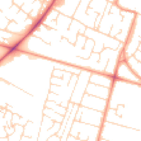 Daytime road noise heatmap for HU8 0HA