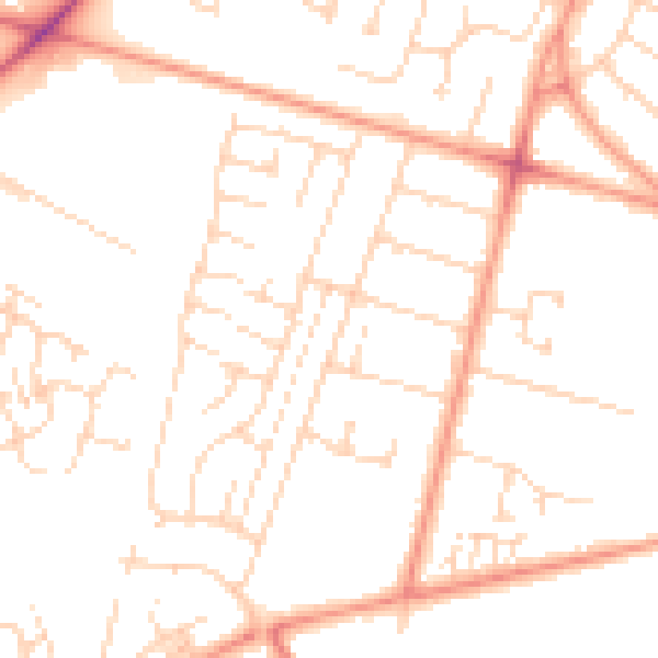 Daytime road noise heatmap for HU8 0HE