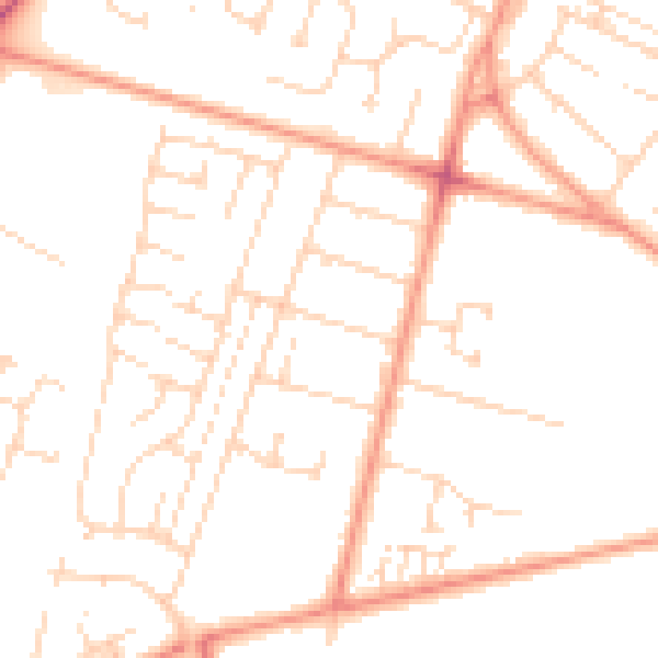 Daytime road noise heatmap for HU8 0HJ