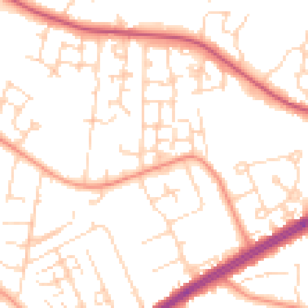 Daytime road noise heatmap for HU8 0RN