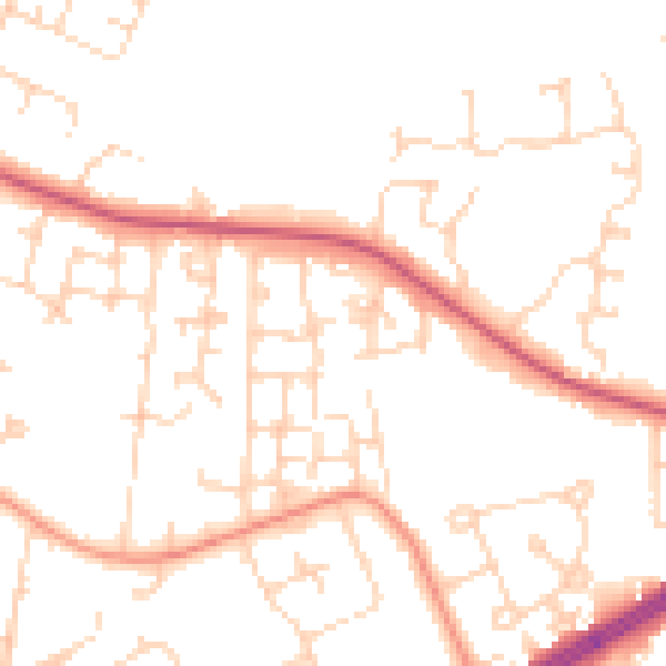 Daytime road noise heatmap for HU8 0SF