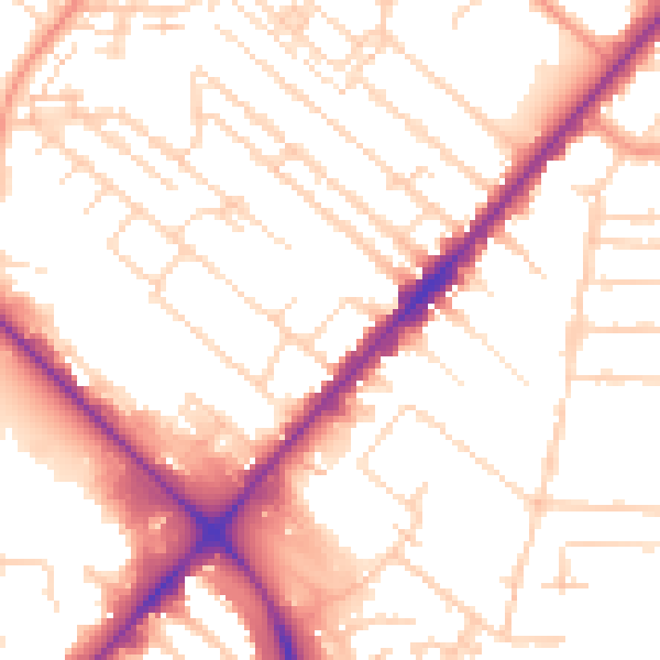 Daytime road noise heatmap for HU8 7ST