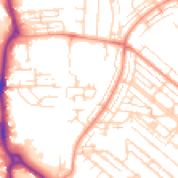 Daytime road noise heatmap for HU8 8AN