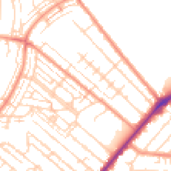 Daytime road noise heatmap for HU8 8PE