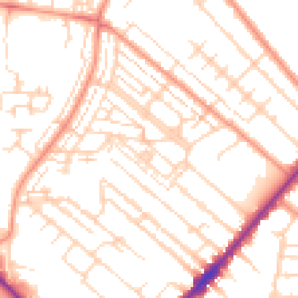 Daytime road noise heatmap for HU8 8QE