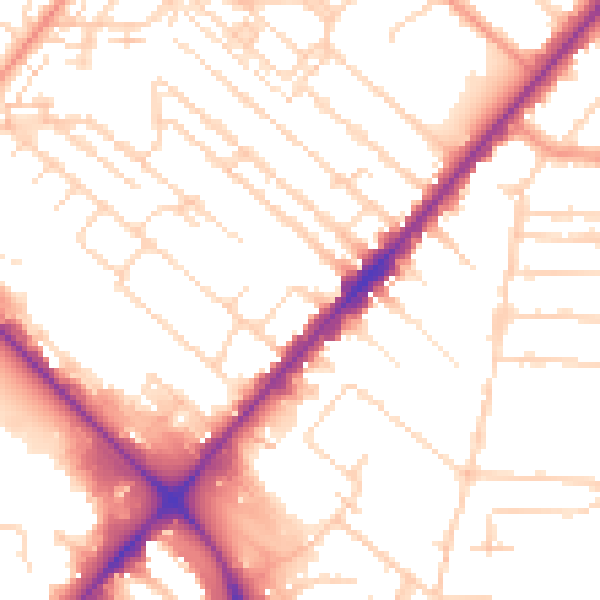 Daytime road noise heatmap for HU8 8UG