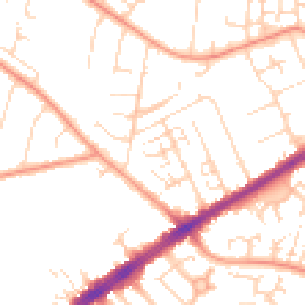 Daytime road noise heatmap for HU8 9BJ