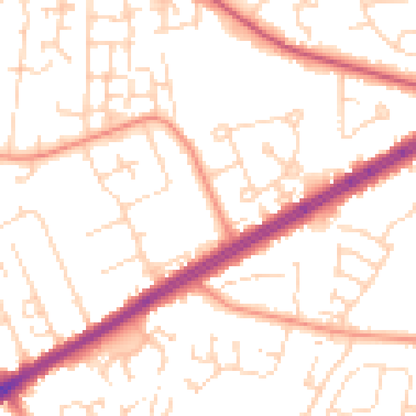 Daytime road noise heatmap for HU8 9DS