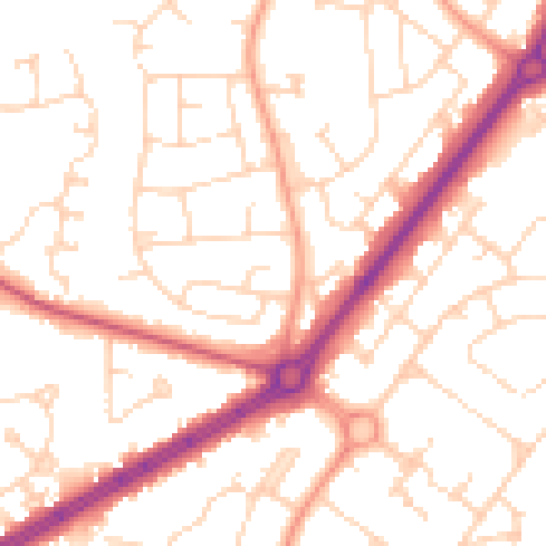 Daytime road noise heatmap for HU8 9LS
