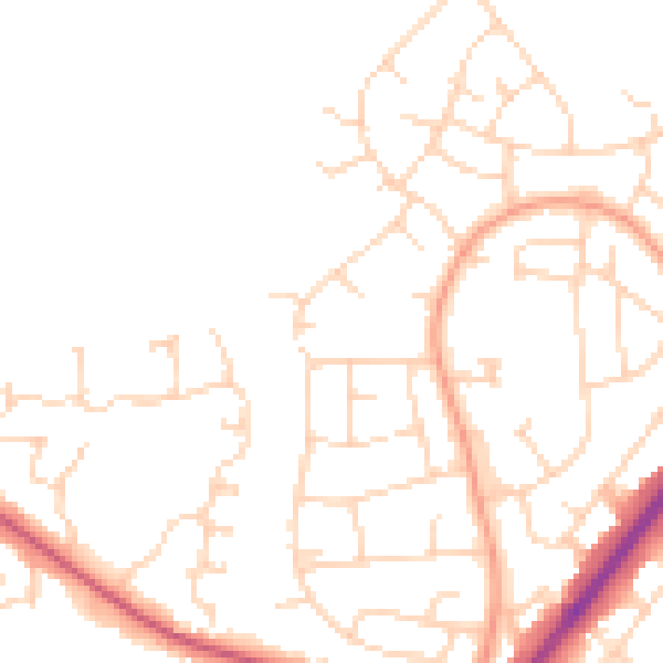 Daytime road noise heatmap for HU8 9NG