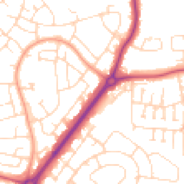 Daytime road noise heatmap for HU8 9QZ