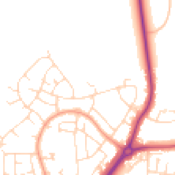 Daytime road noise heatmap for HU8 9SU