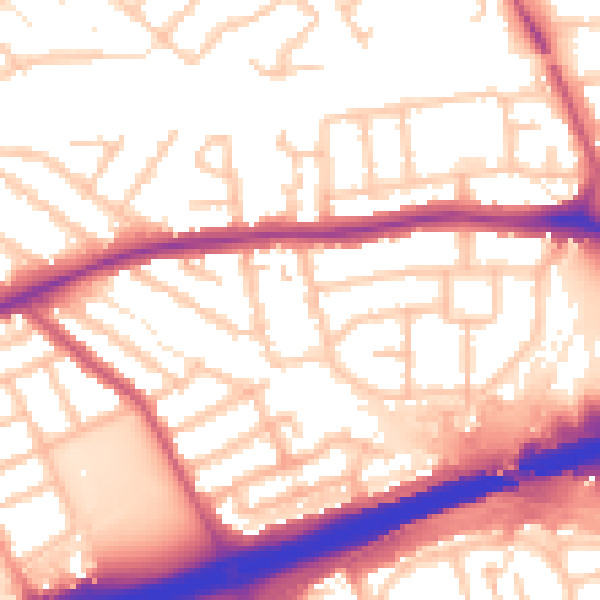 Daytime road noise heatmap for IG11 9ST