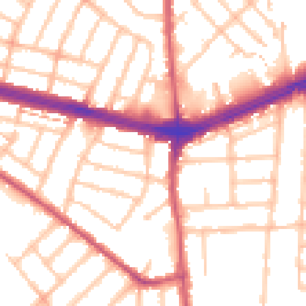 Daytime road noise heatmap for IG2 6AA