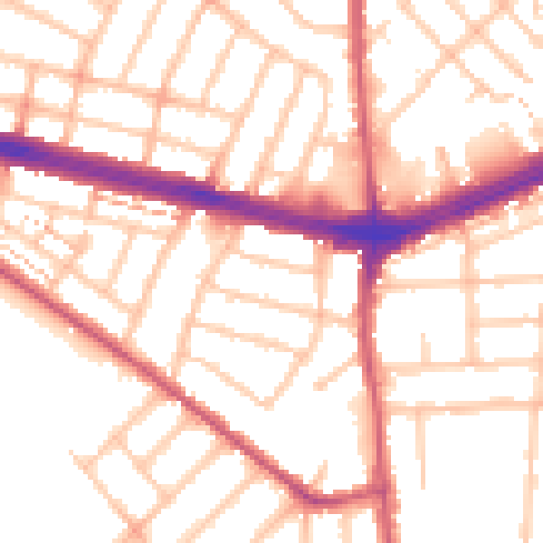 Daytime road noise heatmap for IG2 6AB